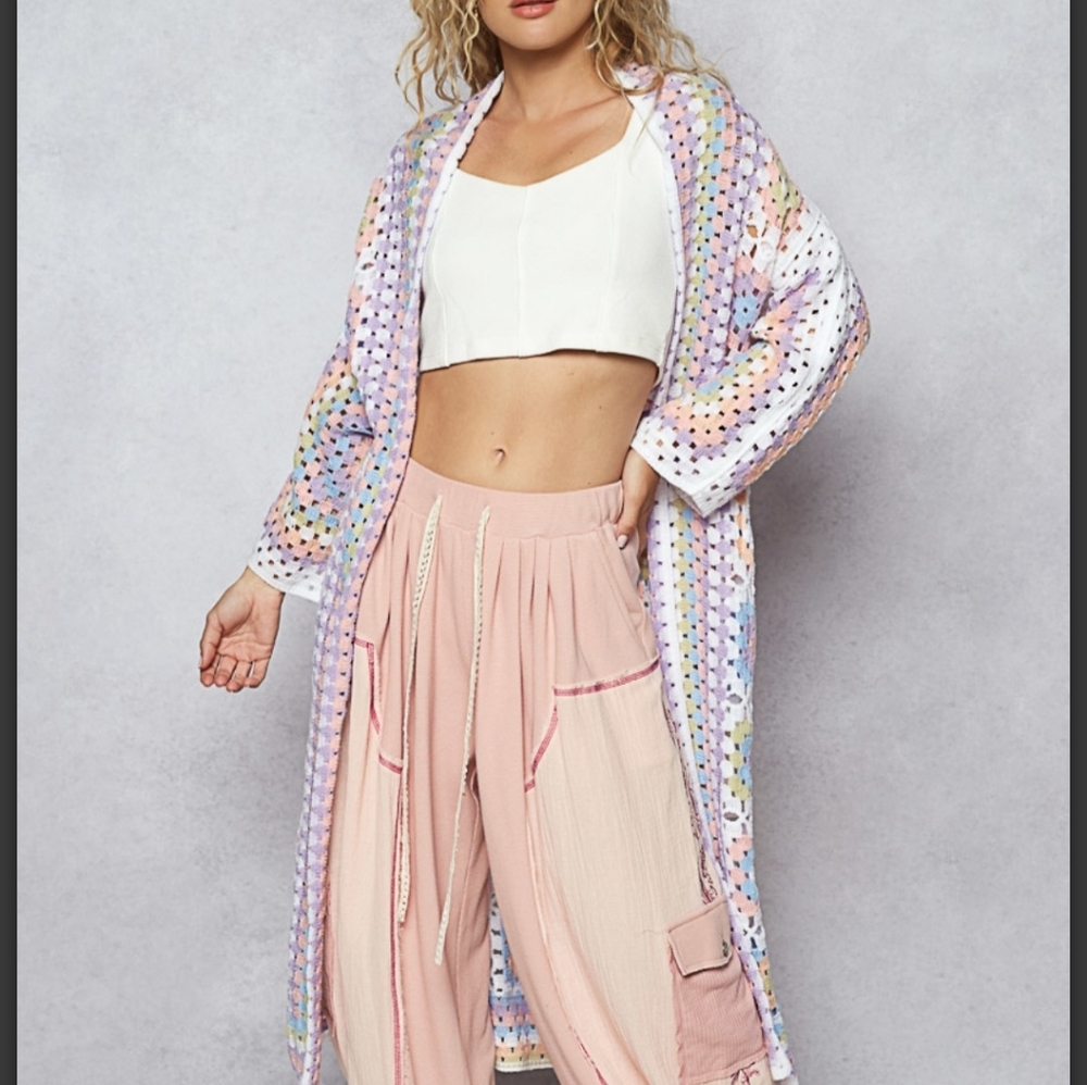 POL Multicolor Crochet Cardigan One Size Up To Xl
